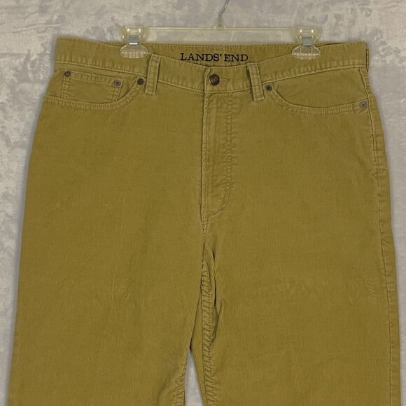 Lands End Pants Mens 37 X 28 Beige Chino Corduroy Khaki Casual Preppy - Picture 2 of 8